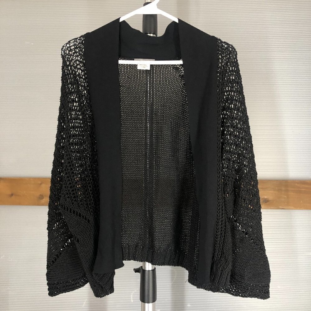 Crea Concept Black‎ Macrame Crochet Knit Cardigan Sz 42 EU